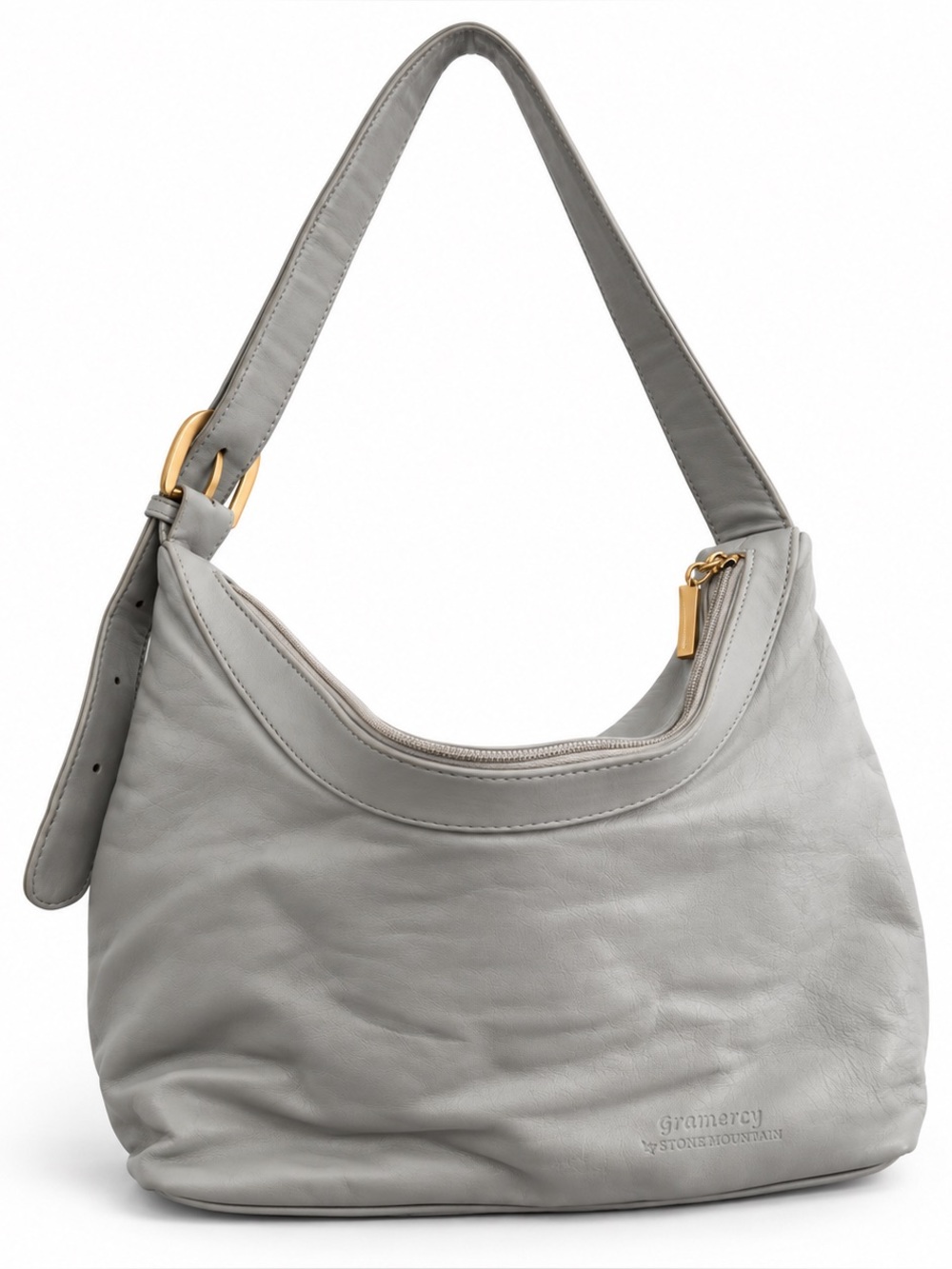 Stone Mountain Accessories Gray Leather Shoulder Hobo